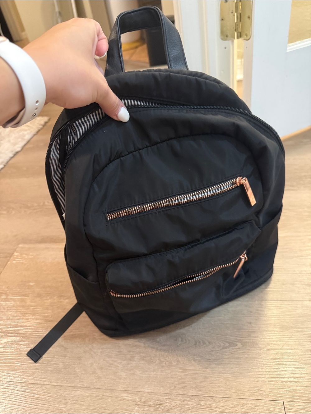 Target Black Backpack with Rose Gold Zippers